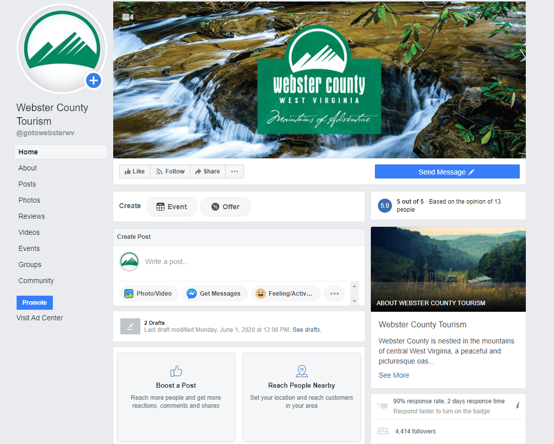 Webster County Tourism Facebook page
